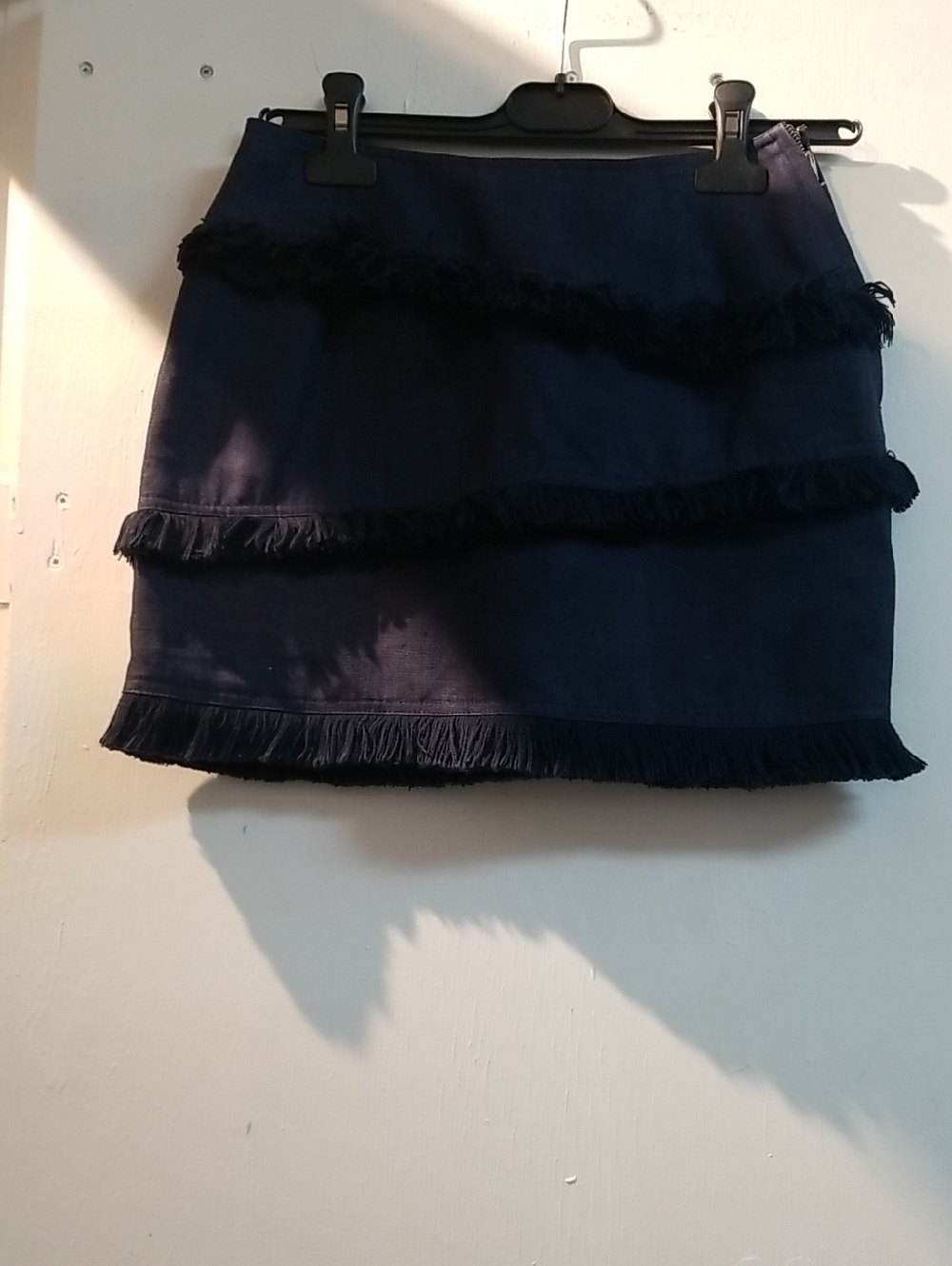 Navy Fringed Mini Skirt - Women